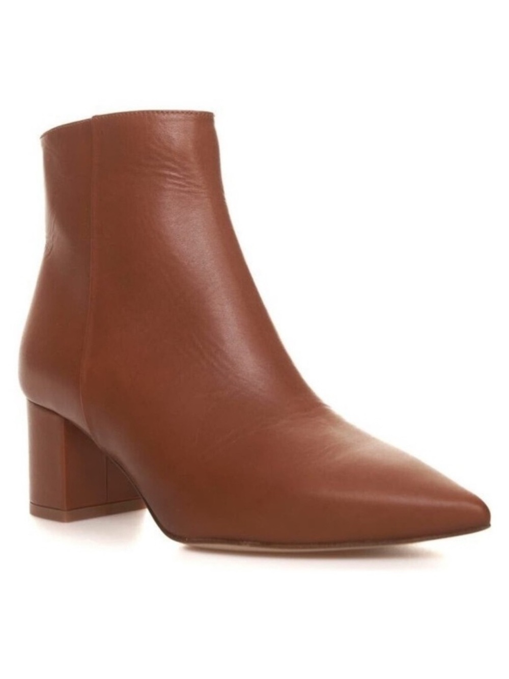 L’AGENCE Jeanne II Pointed Toe Leather Ankle Bootie Cognac EU 38 (US 8)
